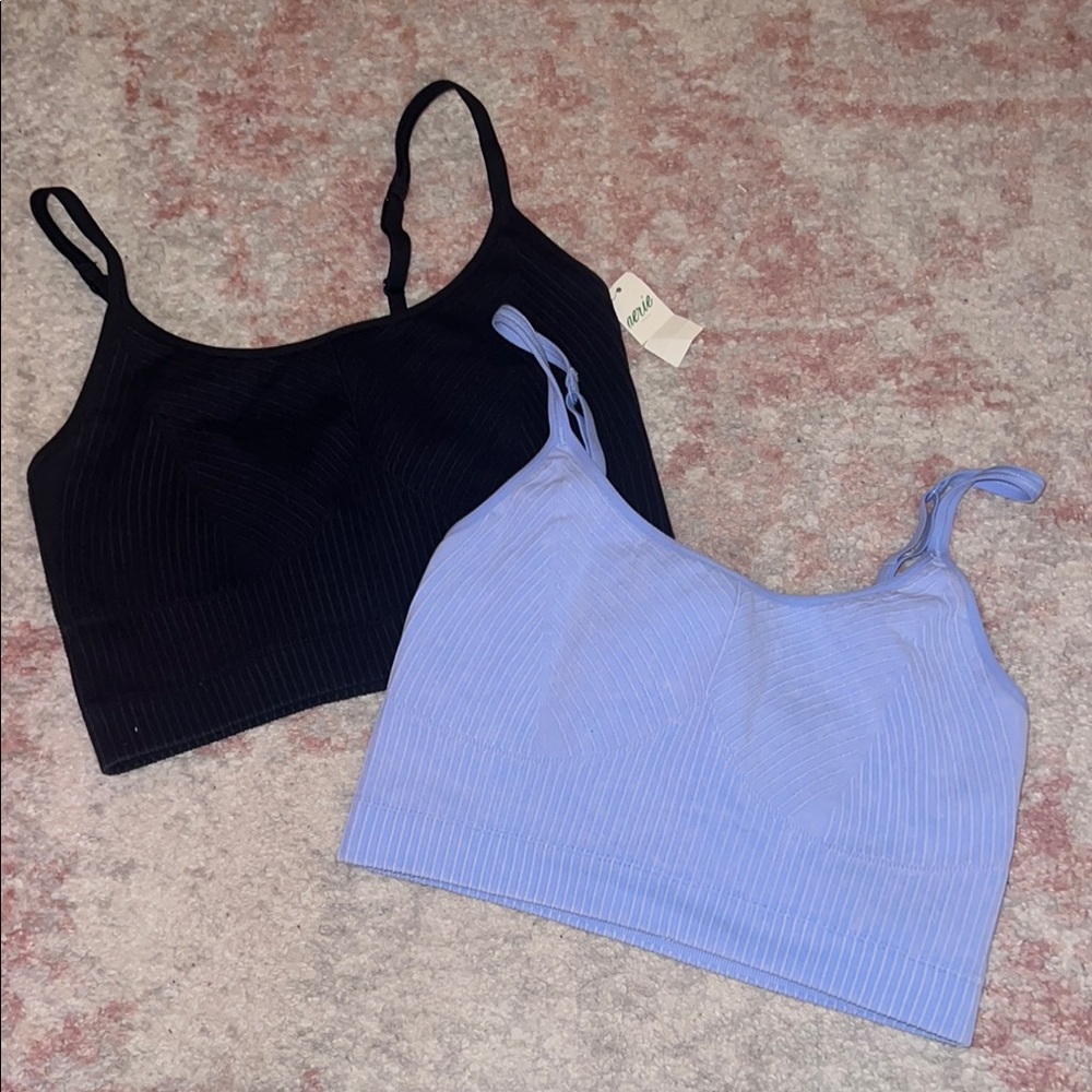 Aerie Black and Blue Women's Tops - No pads